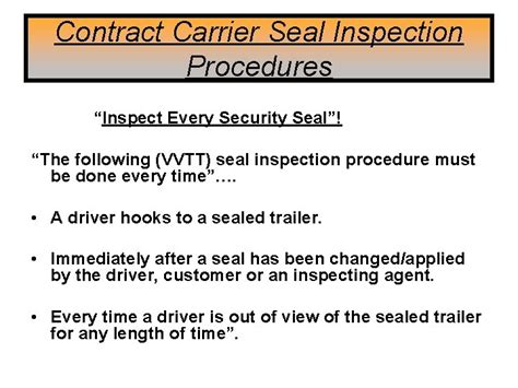 user seal inspection procedure